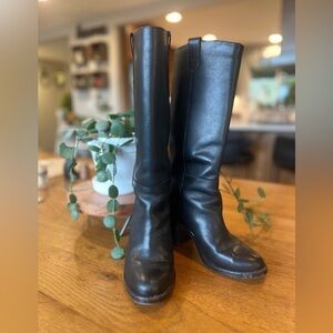 J Crew Stacked Heel Knee High Boot Black Size 7